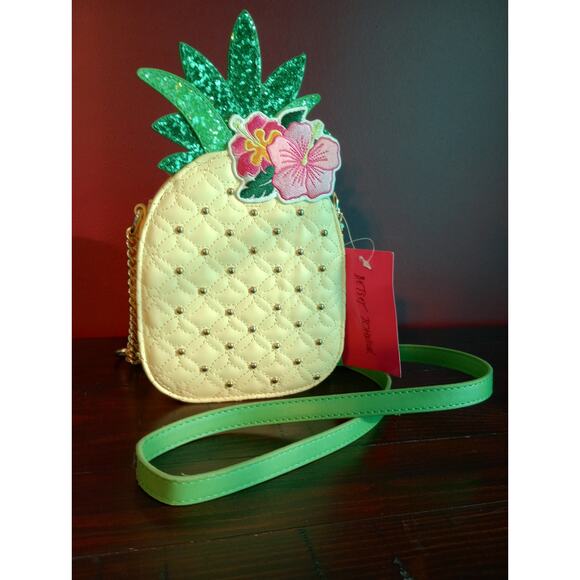Betsey Johnson Handbags - Betsey Johnson Pineapple Crossbody 3D Studded Purse NWT